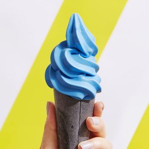 Blue ice cream made from spirulina extract